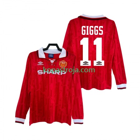 Billiga Fotbollströjor Manchester United GIGGS 11 1992 Retro Hemma tröja 1994 Långärmad